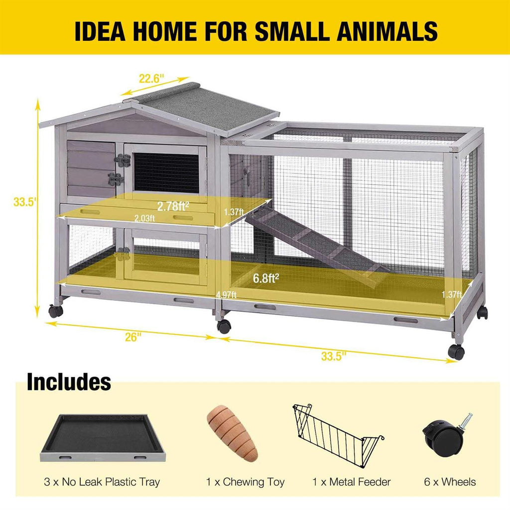 Rabbit Hutch with Casters and 3 Deep Pull Out Tray F75333