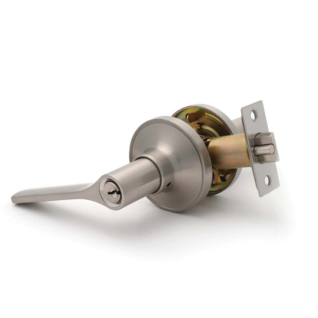 Entry Door Lever Satin Nickel with Round Rosette N131674