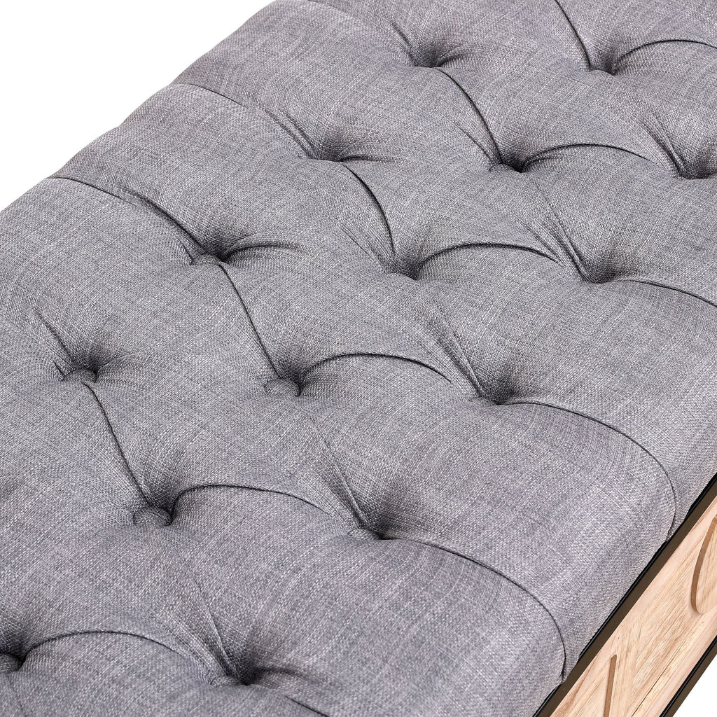 48'' Linen Upholstered Storage Bench with Button Tufted Wooden Ottoman D693852