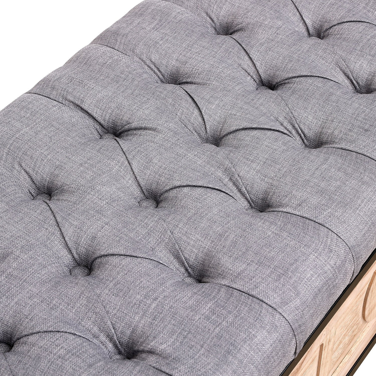 48'' Linen Upholstered Storage Bench with Button Tufted Wooden Ottoman D693852