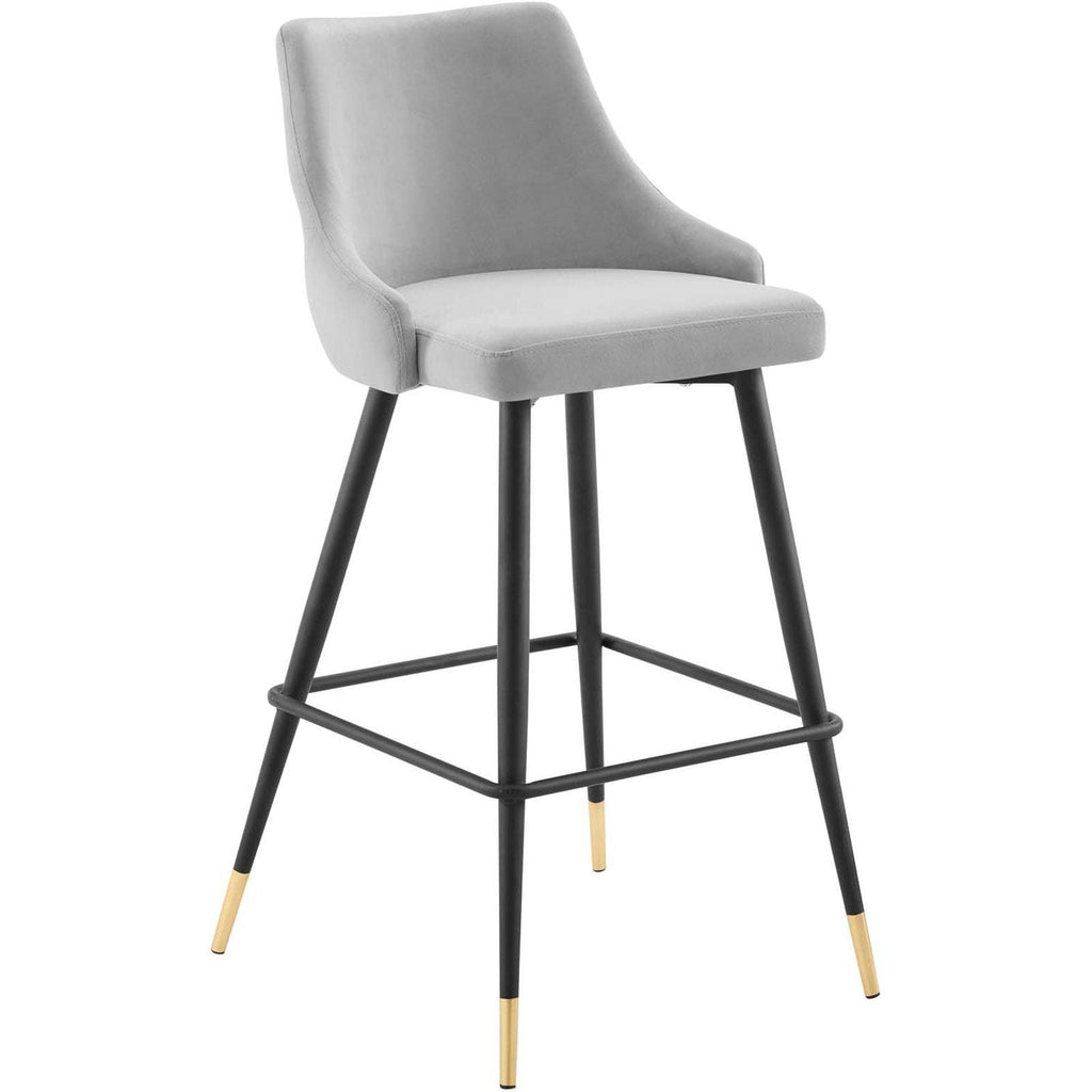Light Gray Performance Velvet Bar Stool Set of 2 V26847