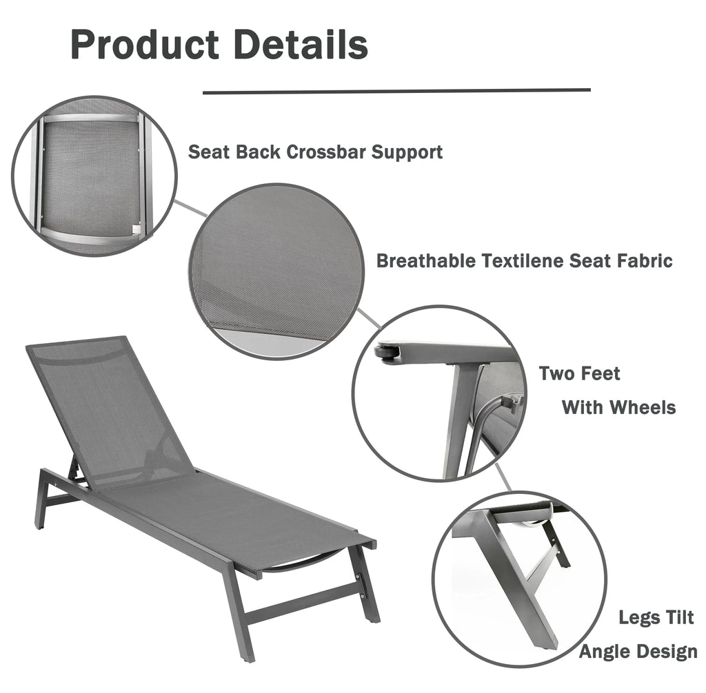 Adjustable Aluminum Outdoor Chaise Lounge Chair G370
