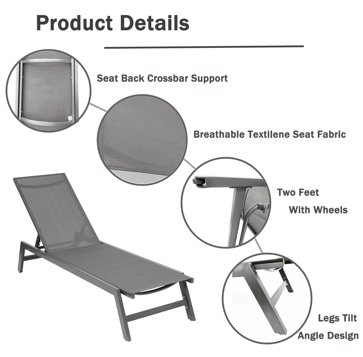 Adjustable Aluminum Outdoor Chaise Lounge Chair G370