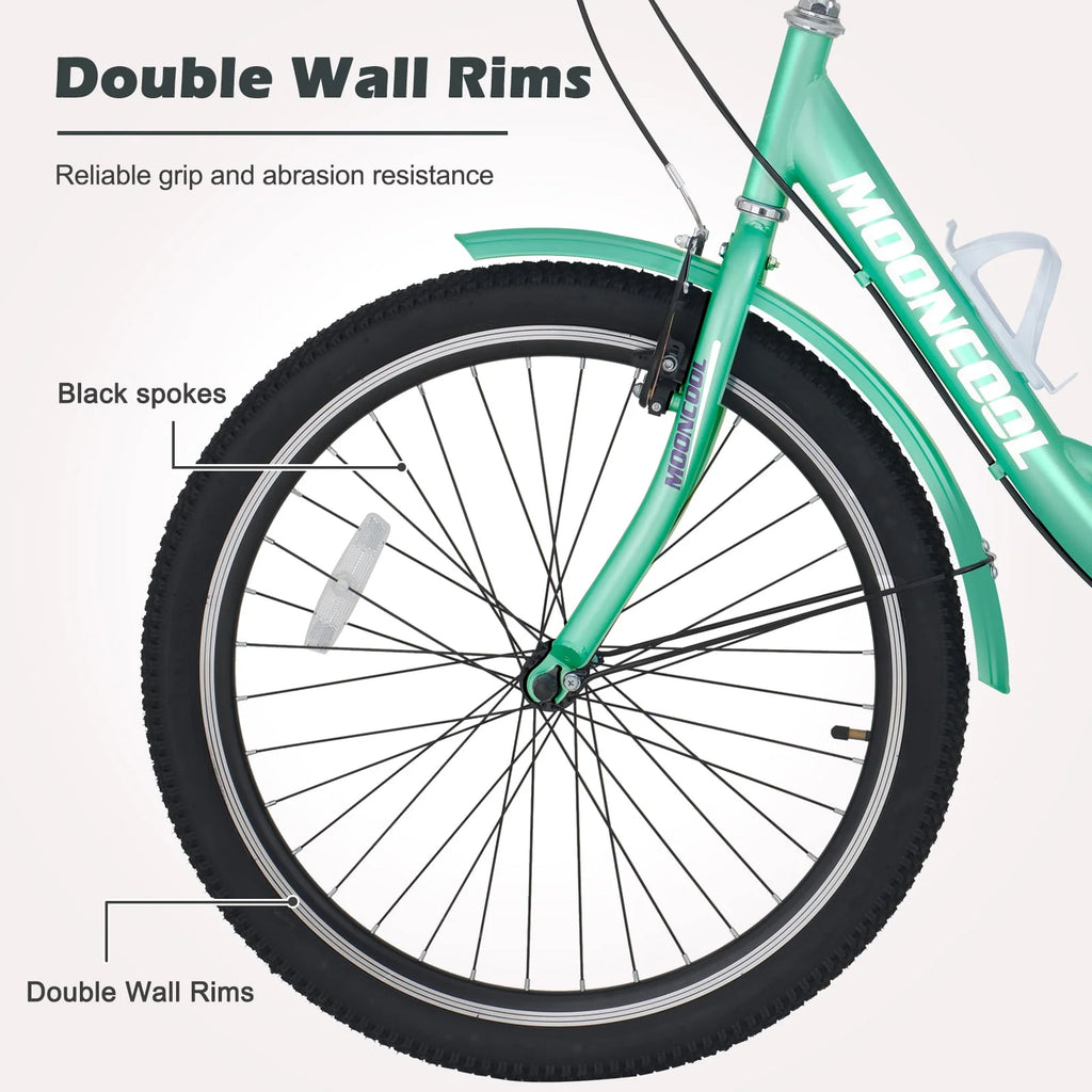 Adult Tricycles Single Speed 24 inch Three Wheel Bike Cruiser Trike with Low-Step Through Frame Large Basket G87790