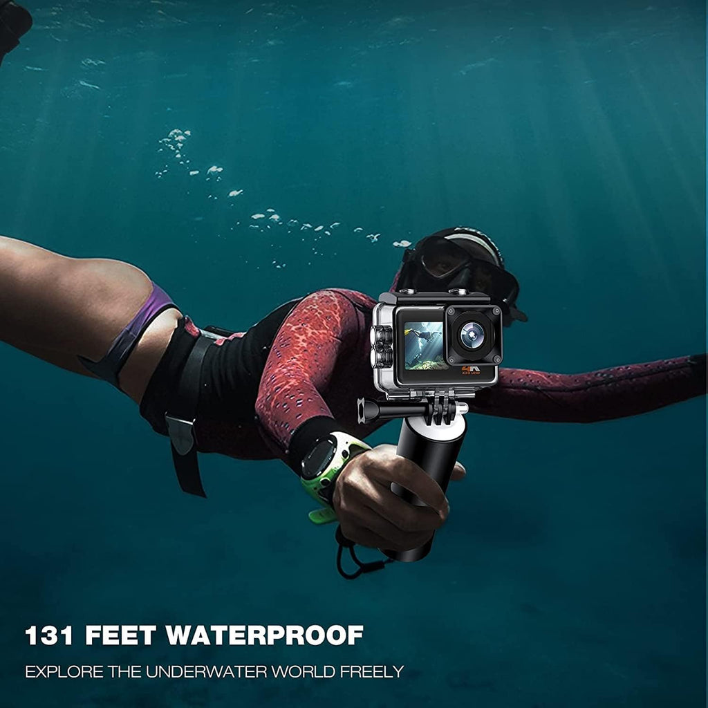 4K 20MP Waterproof Action Camera with Dual Screen and 2 Batteries J225860