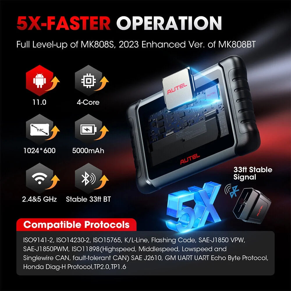 Autel Scanner MaxiCOM MK808K-BT Automotive Diagnostic Scan Tool K396