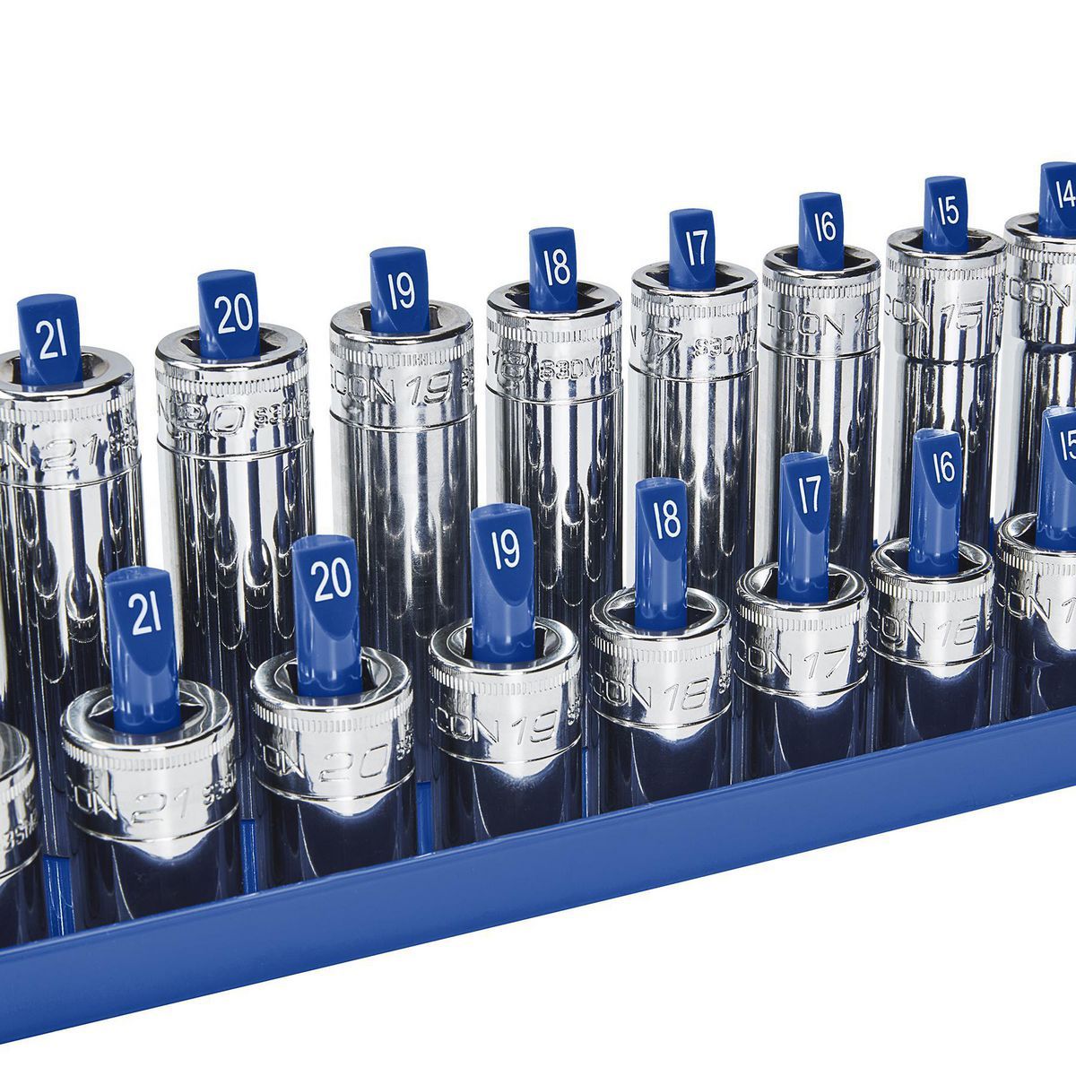 3 Piece Blue Metric Socket Tray L45955