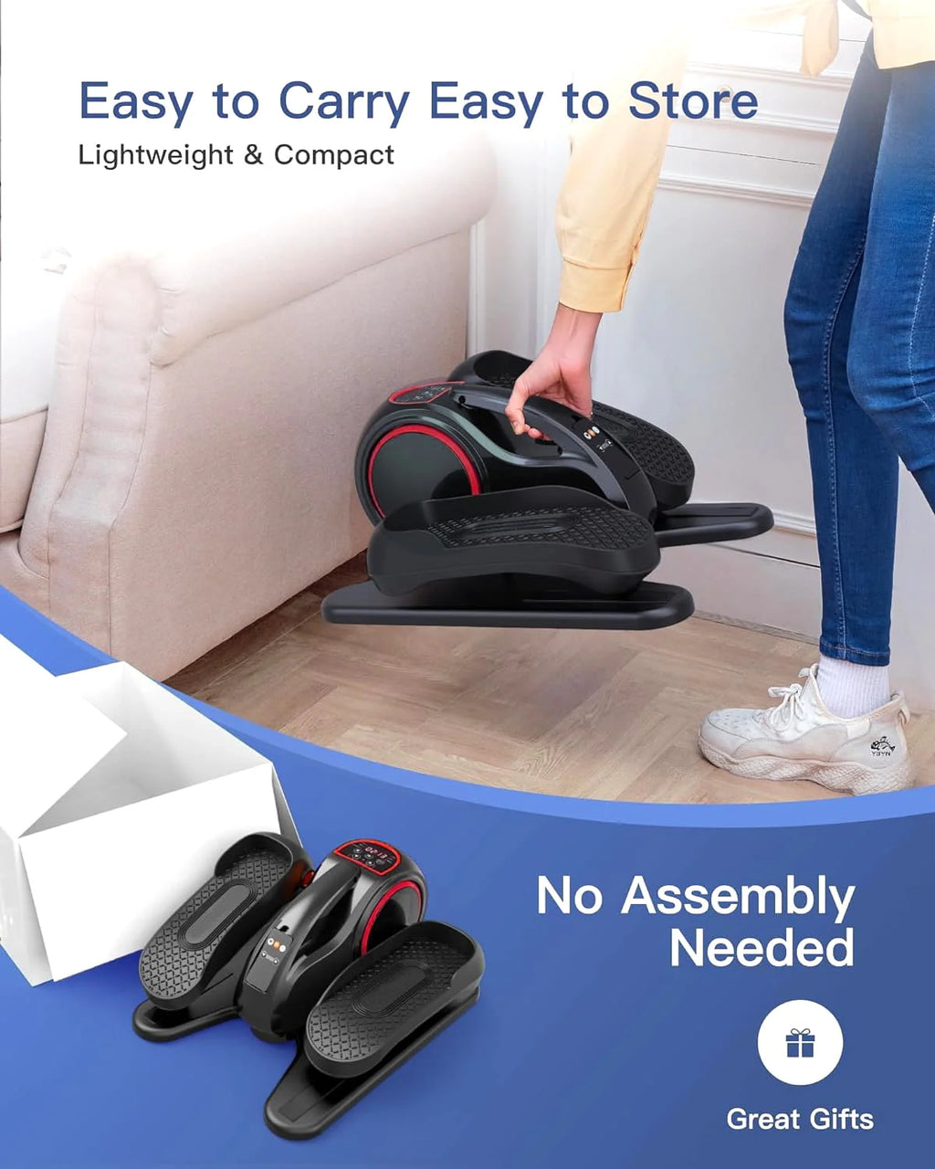 Under Desk Ellipticals Electric with Remote Control & Non-Slip Pedals H1912