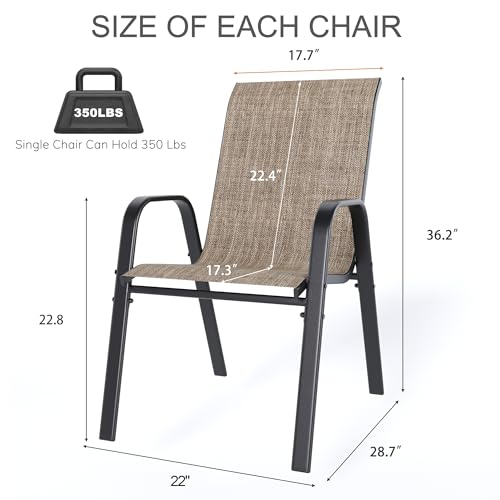Outdoor Patio Stackable Dining Chairs Set of 4 All-Weather Textilene Y9093