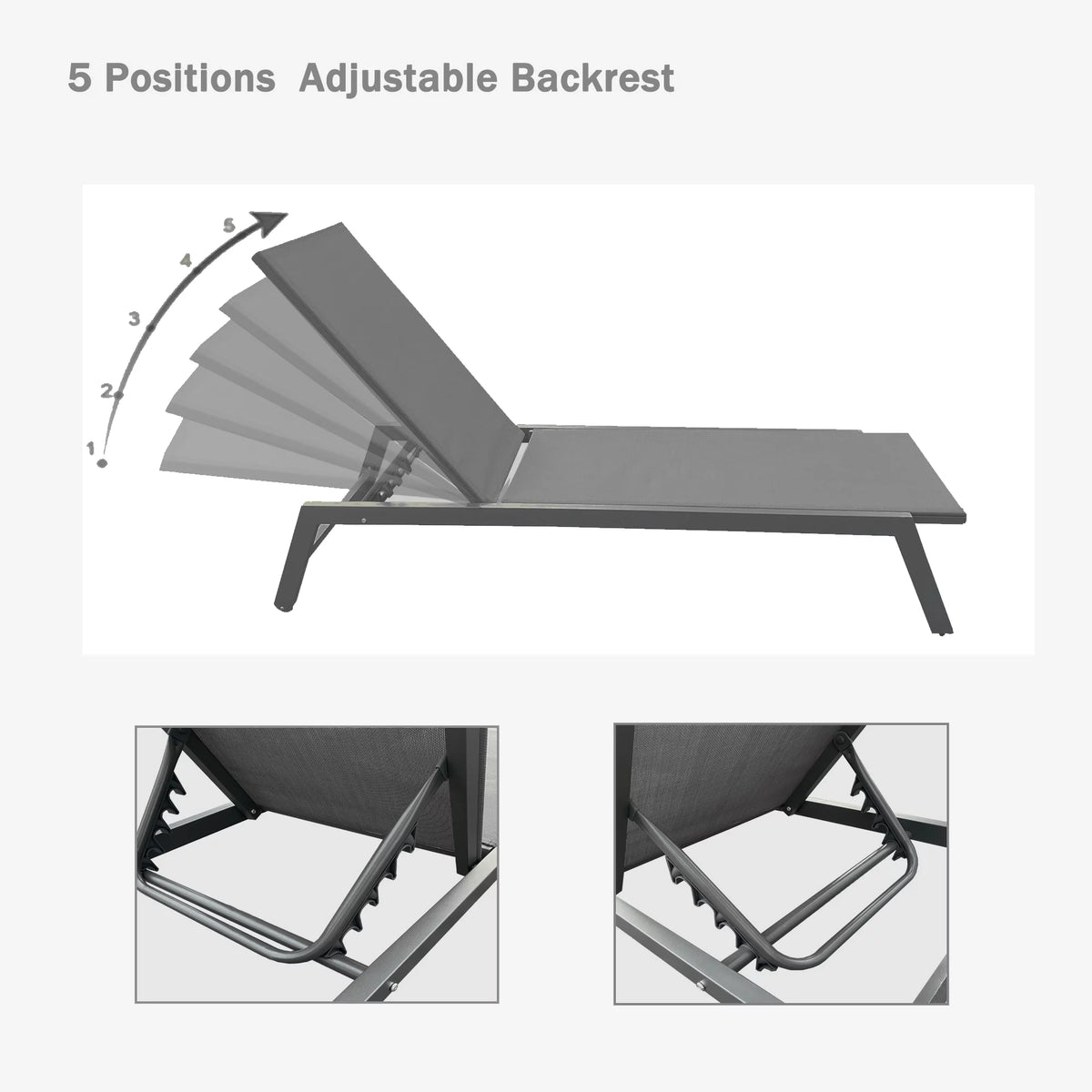 Adjustable Aluminum Outdoor Chaise Lounge Chair G370