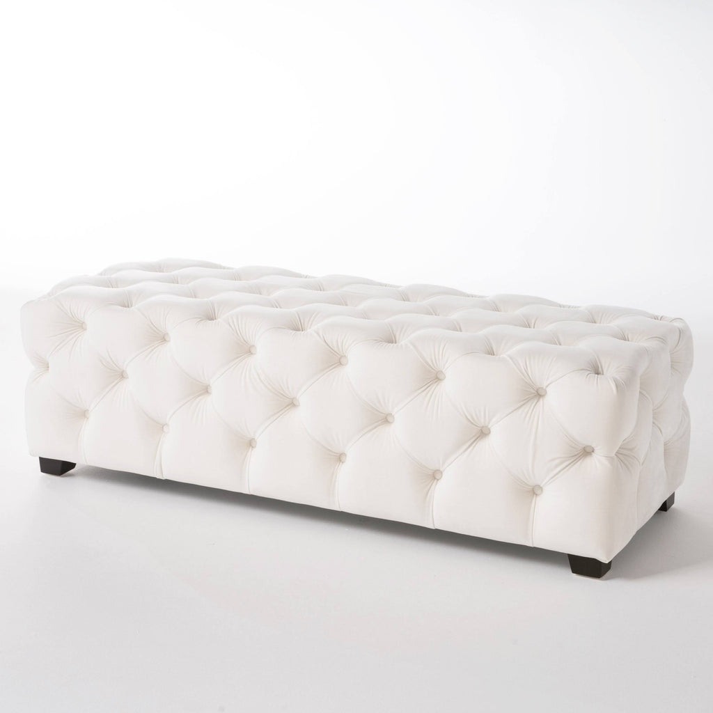 Dark Teal Tufted Velvet Rectangle Ottoman Bench L190