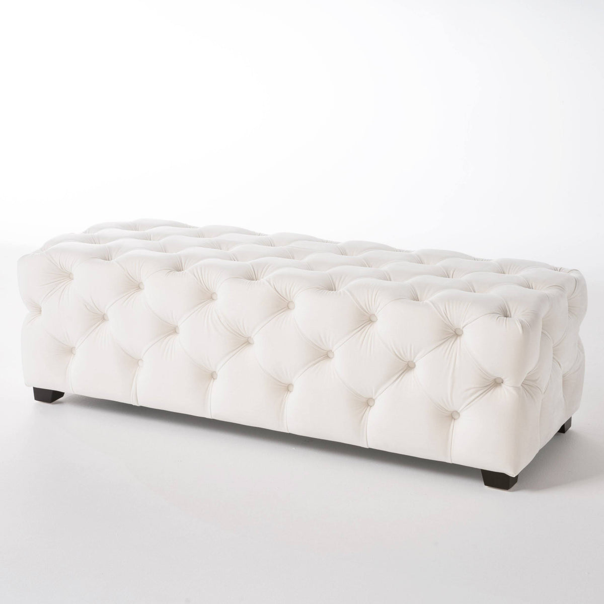 Dark Teal Tufted Velvet Rectangle Ottoman Bench L190