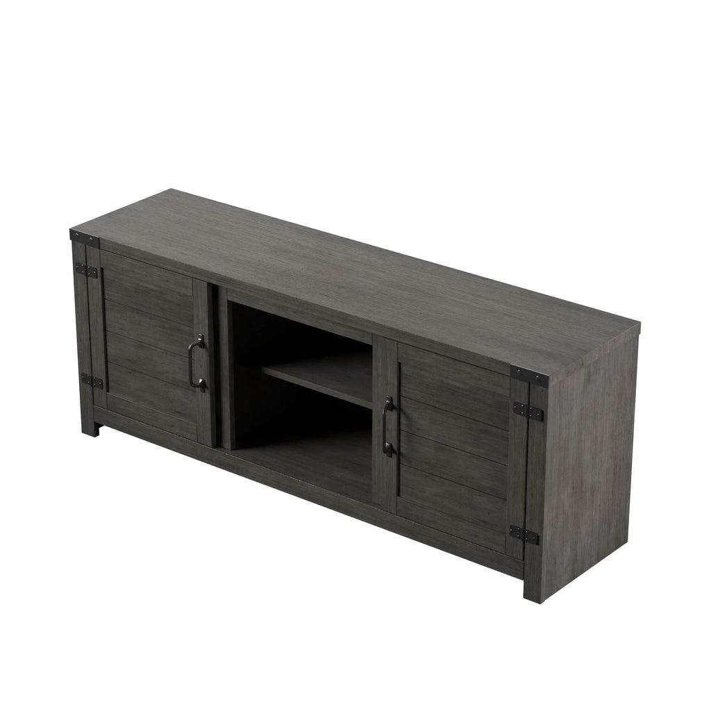 Weathered Gray TV Stand with Planked Doors X69240